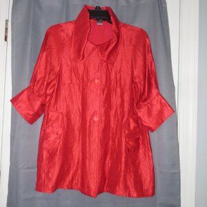 ❤️DAMEE, INC Red Swing Evening Button Down Jacket Top Size Small